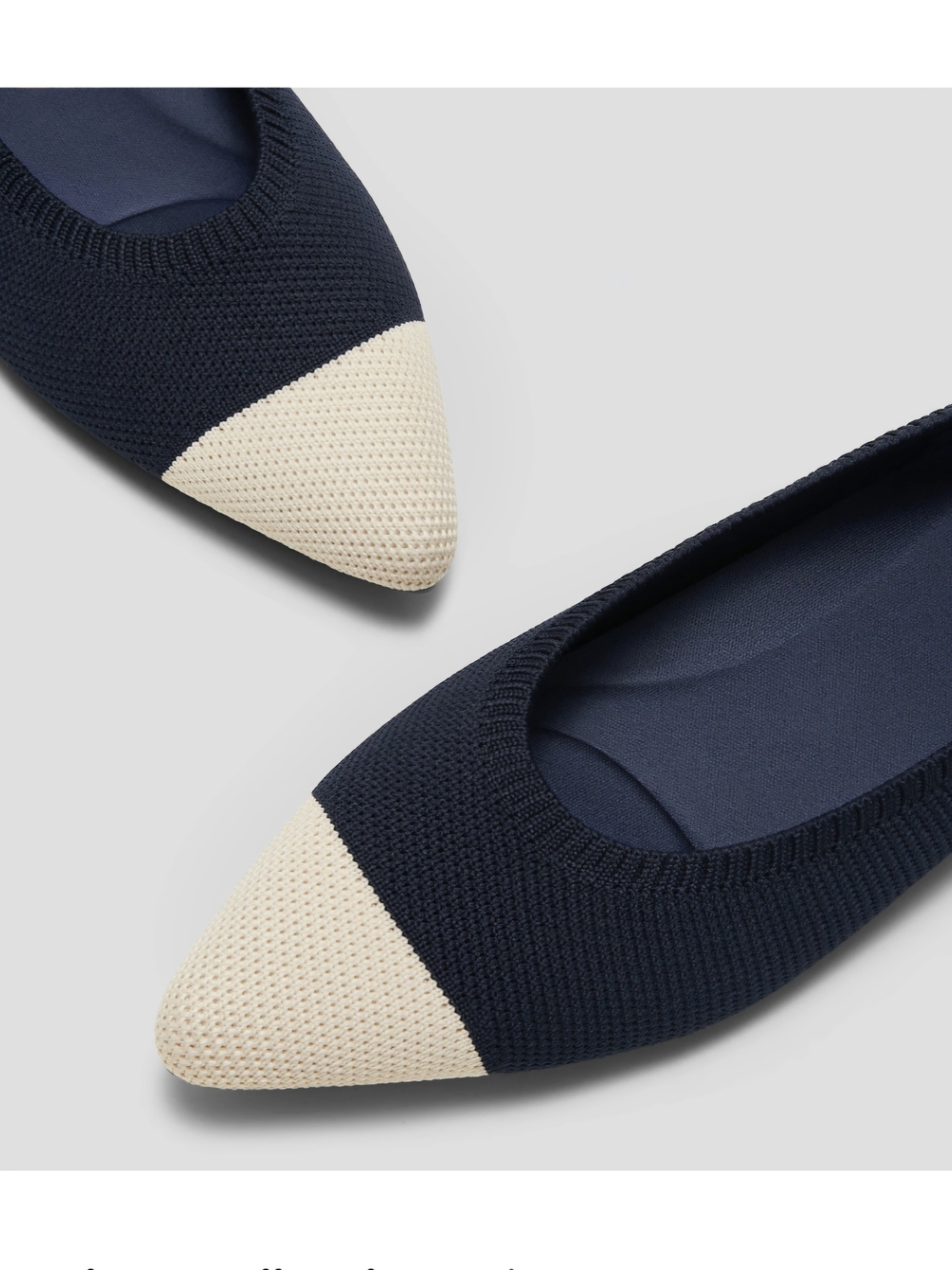 Vivaia Aria Pointed Toe Ballet Flats Navy & Cream - 39 EU/8 US